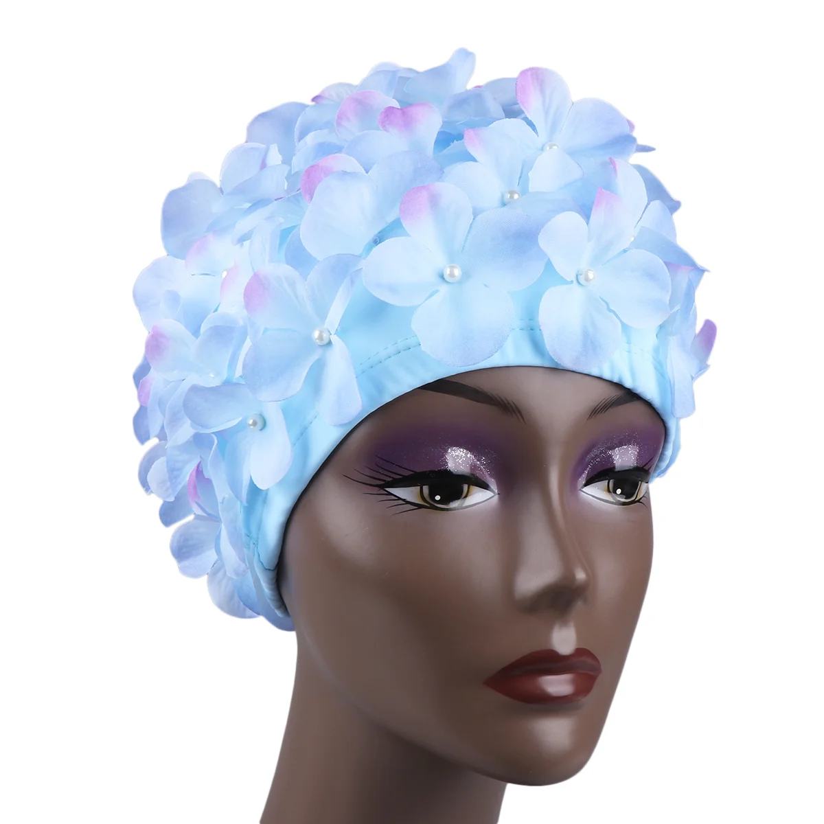 

1PC Women Swim Comfortable 3D Flower Swim Hat Swimming Fashion Swim Cap Women Girls (Blue)
