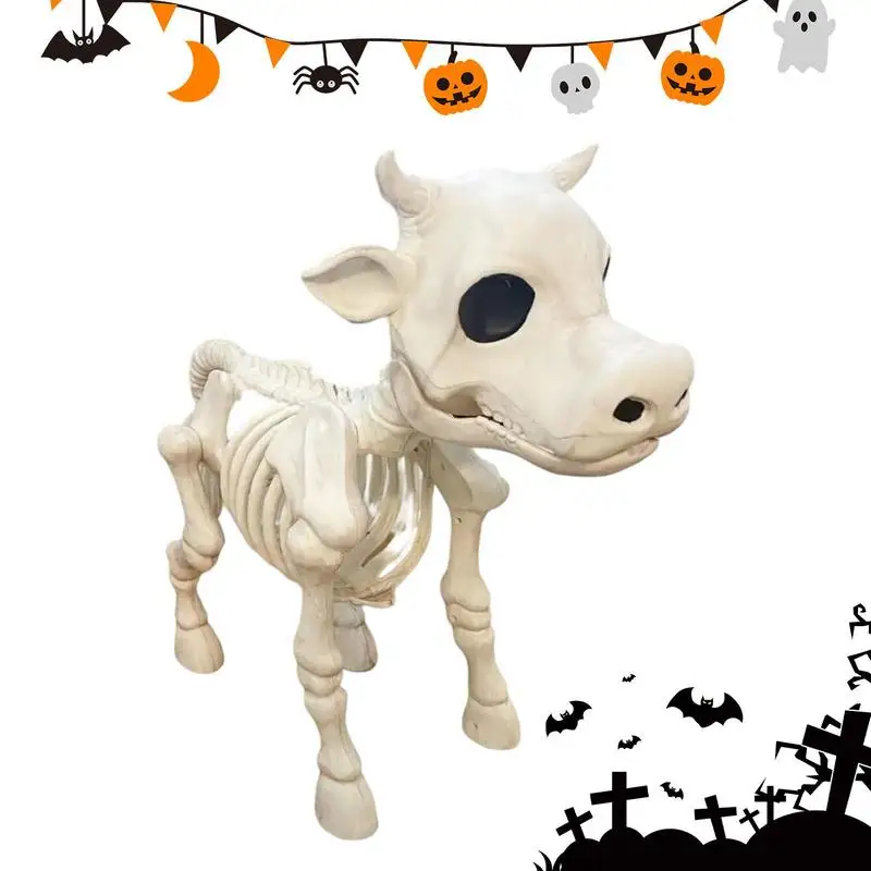 

Halloween Cow Skeleton Realistic Tricky Graveyard Cow Skull Skeleton Spooky Halloween Horror Cow Bones Skeleton Decoration