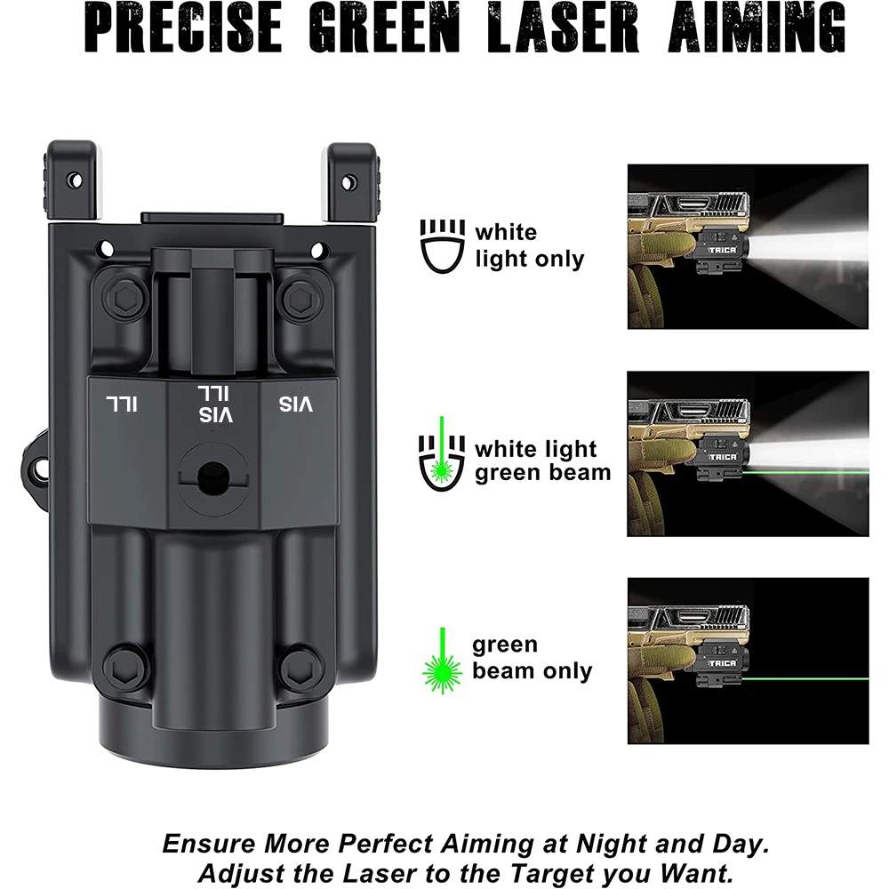 800 Lumens Tactical Weapon Gun Light Red Green Dot Laser Sight Combo Quick Release Handgun Hunting Flashlight for 20-21mm Rail images - 6