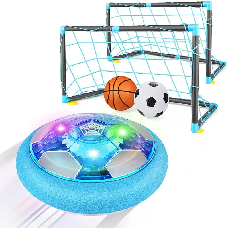 

Soccer Ball Set with 2 Goals USB Rechargeable Indoor Floating Soccer with LED Light and Safe Bumper Gifts for Kids Ages 3-8
