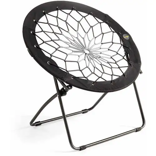 

32" Bunjo Woven Bungee with Metal Base Folding Chair, Black to Gray
