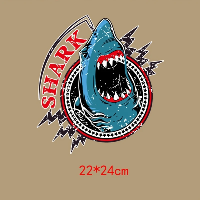 Модные термонаклейки Ocean Shark для самостоятельного нанесения тепла переводные