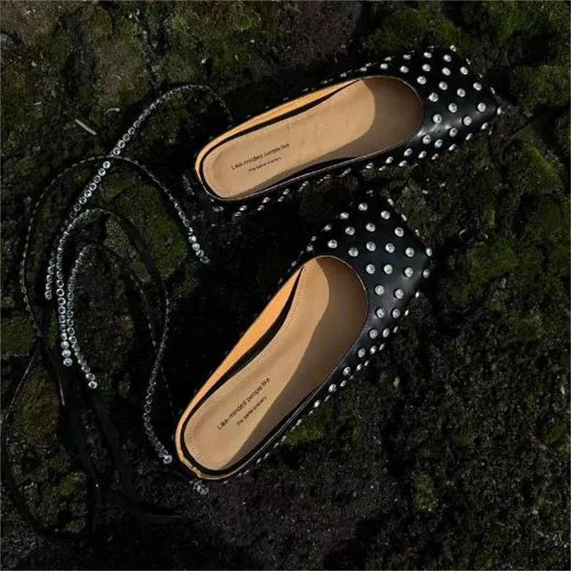 Женские туфли со стразами женская обувь на Плоском Каблуке женские мюли с