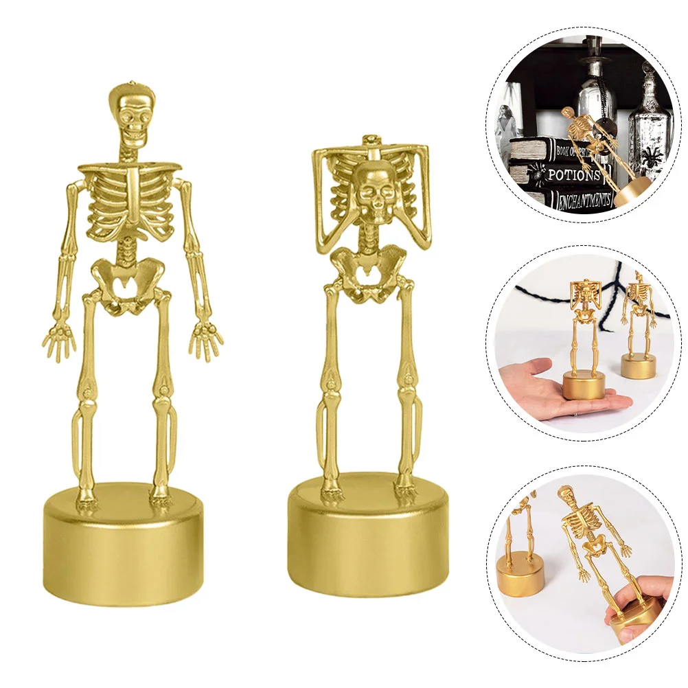 2 Pcs Skull Stand Trophy Halloween Party Ornaments Toy Crafts Home Decors Costumes for Kids Bone Fittings Decorations