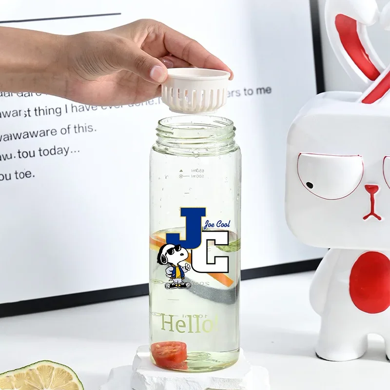 650ML Snoopy Children's Portable Large Capacity Water Cup Student Leak Proof Plastic Bottle Outdoor Sports