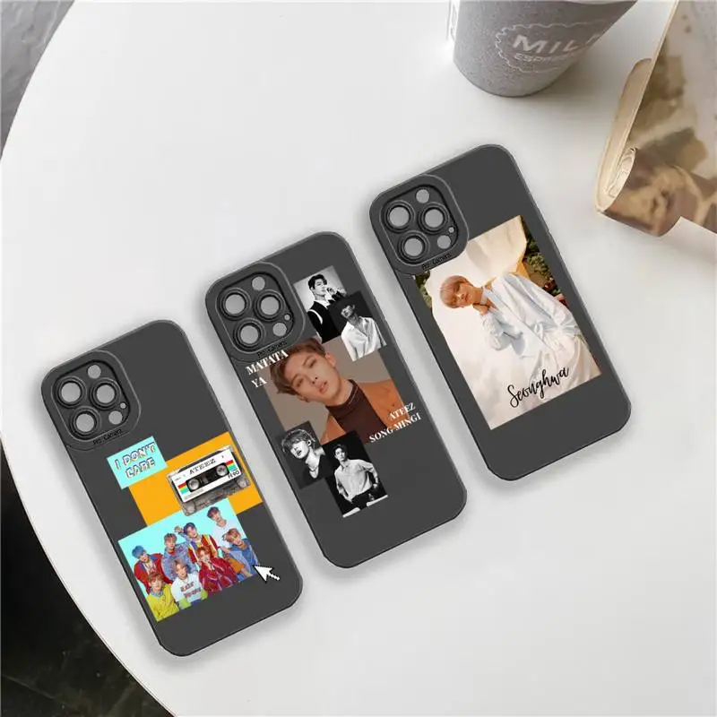 

Ateez Kpop group Phone Case For iPhone 13 12 11 Pro MAX Mini X XS XR 7 8 Plus Camera Lens Liquid Silicone
