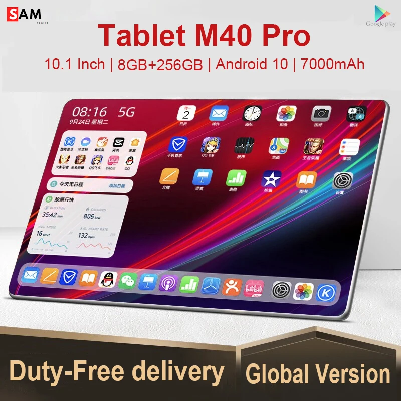 

Tablet M40 Pro 8GB RAM 256GB ROM 10.1 Inch Tablets 1920x1200 Octa Core Android 10 Android Tablet 5G Tablete GPS Dual SIM Tablete