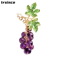 creative grape brooches for women rhinesone purple grape fruits casual office brooch pins gifts