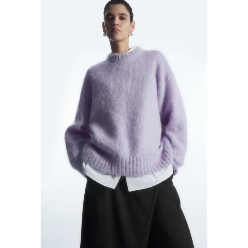 In Stock Cos Sle Women clothes 2023 Winter Standard round Neck Mohair Blended Sweater 09700807