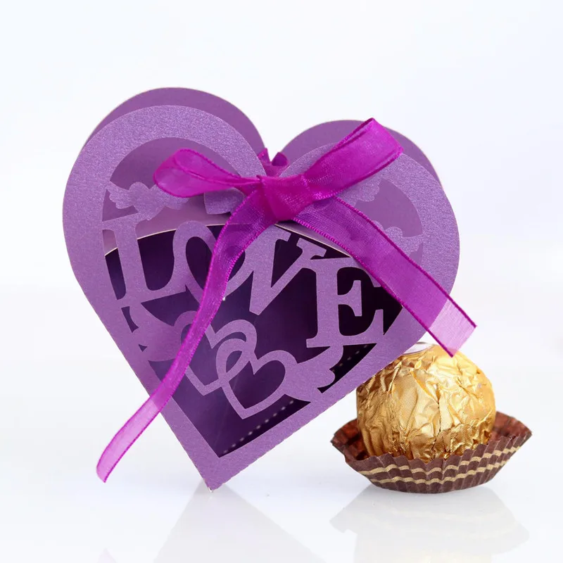 

50pcs Valentine's Day Paper Gift Box Love Heart Candy Dragee Cupcake Box Wedding Birthday Party Packaging Warpping Paper Bags