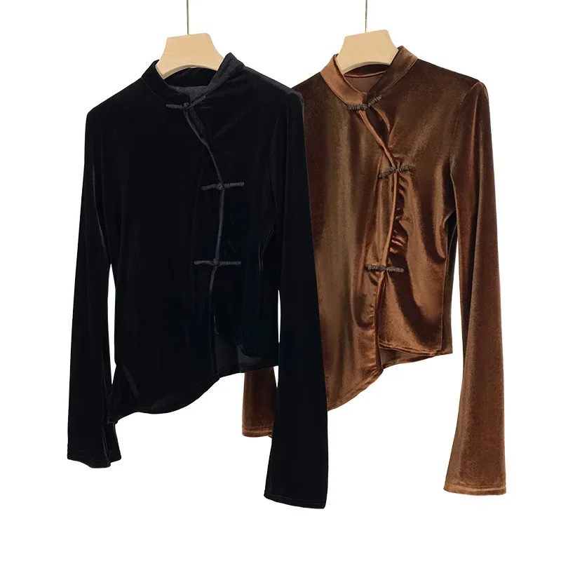 Новинка Весенняя винтажная клетчатая футболка на пуговицах Женская облегающая с