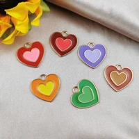 mixed 20pcs 1920mm enamel heart charms for jewelry findings diy double love charms handmade necklaces pendants earrings making