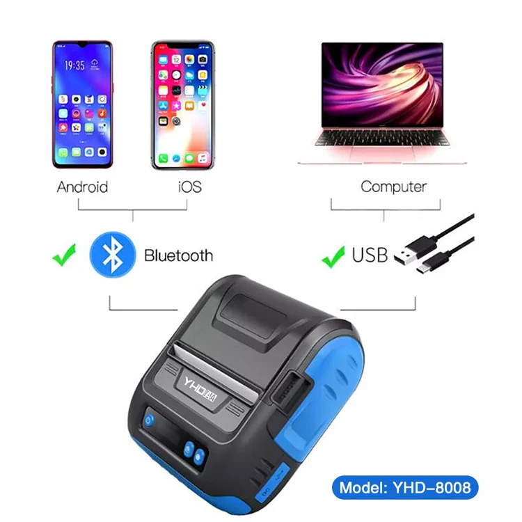80-миллиметровый термопринтер штрих-кодов Принтер для купюр и наклеек с синим