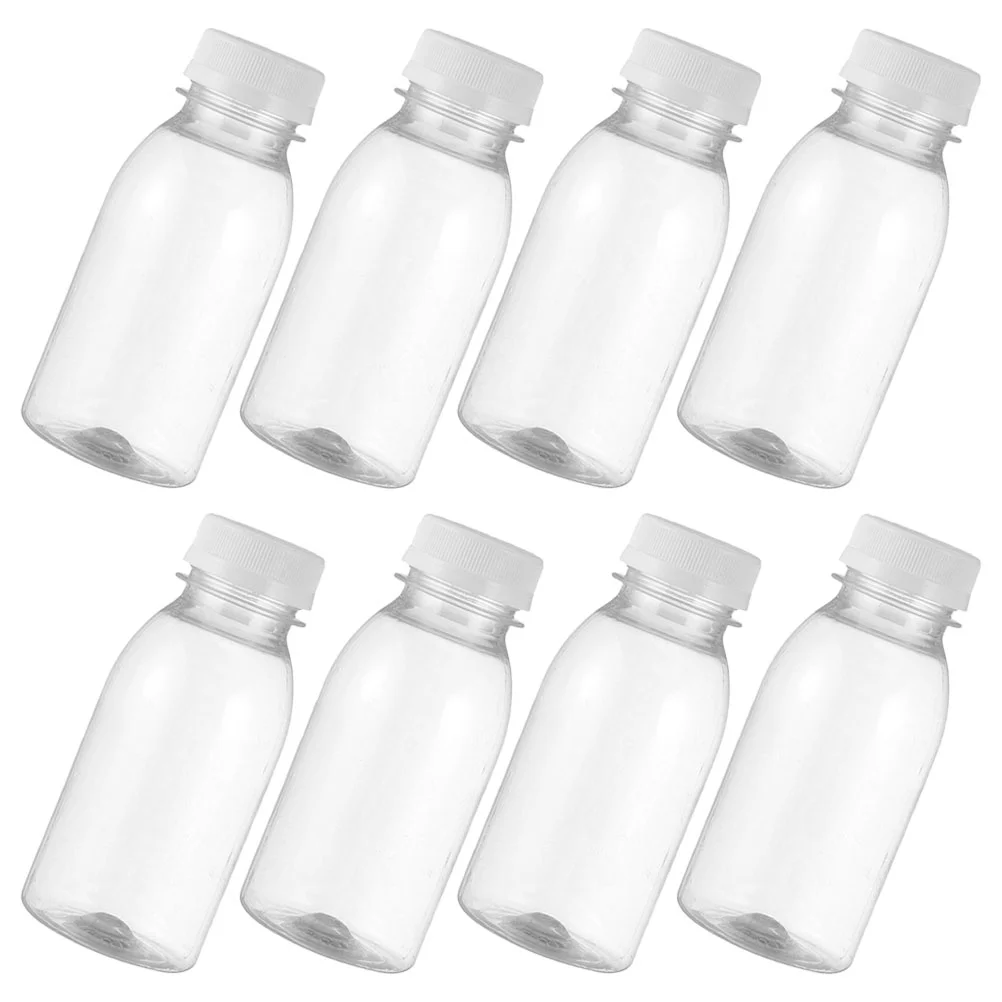 

8 Pcs Milk Bottle Juice Container Jars Drink Containers Fridge Small Water Bottles Lids Beverage Drinks Caps