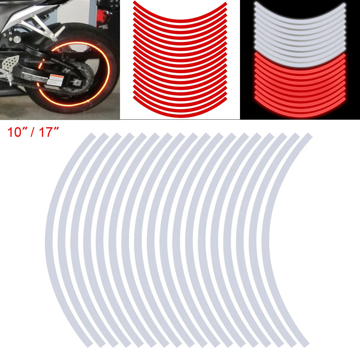 

18pcs PVC Car Motorcycle Hub Steel Tire Rim Reflector Refit Sticker 2 Colors Opitonal for Automobile 10 -17 Inch Tires