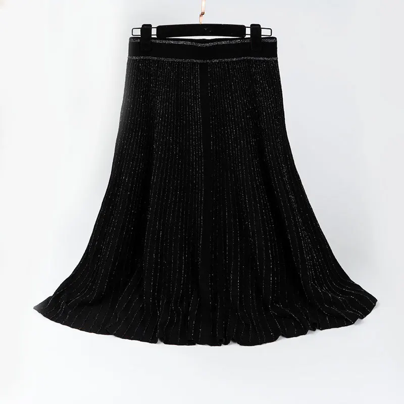 Long Skirts for Women Korean Fashion Black Skirt Autumn Winter High Waist Mulberry Silk Skirt Women Jupe Longue Femme Zm2253