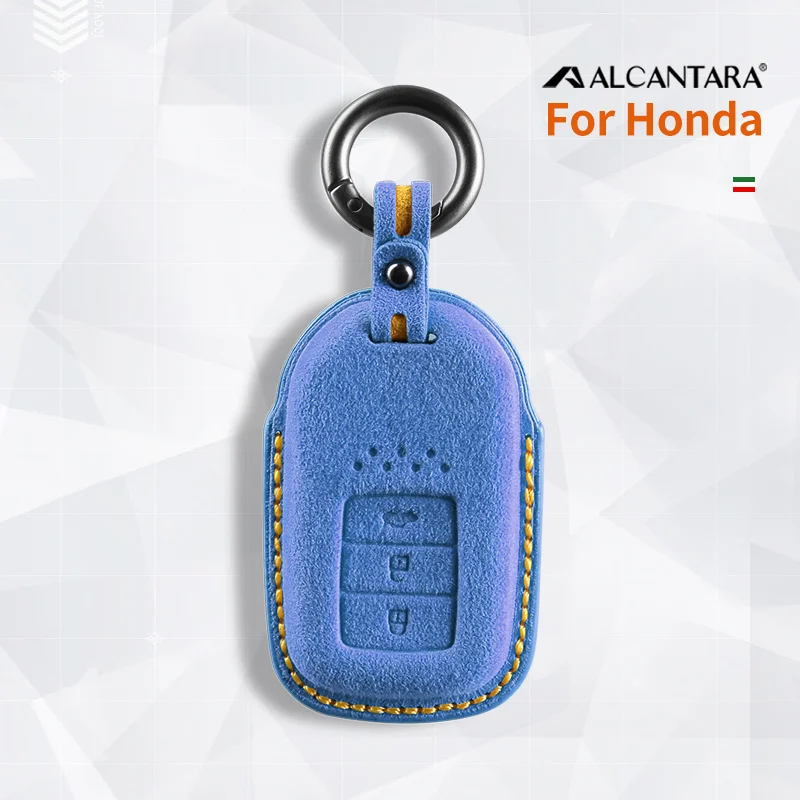 

Alcantara Car Key Case Cover Holder Key Shell Buckle For Honda CRV CR-V Fit Civic Accord HR-V HRV City Odyssey XR-V Keychain