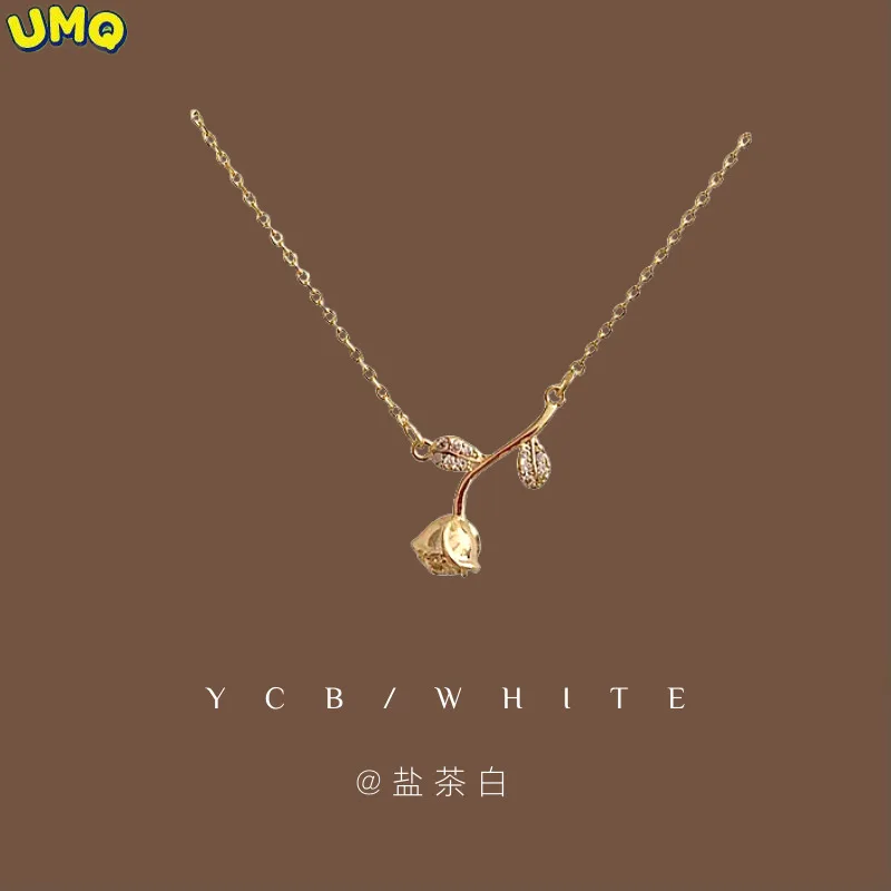 

"preference" Light Luxury Temperament High Sense Rose Necklace 14k Gold Niche Design Sense Gentle Clavicle Chain