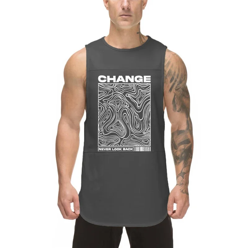 Майка мужская быстросохнущая для фитнеса Модный облегающий топ тренировок и