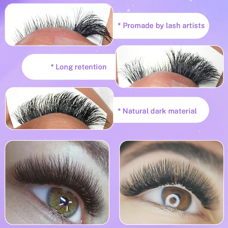Фото 360/640 готовые объемные вееры 16-рядный букет Cils Prefaits Promade Lashes Pointy Base Mid Stem Pro Made Fans Lash Fans Pre Made №5