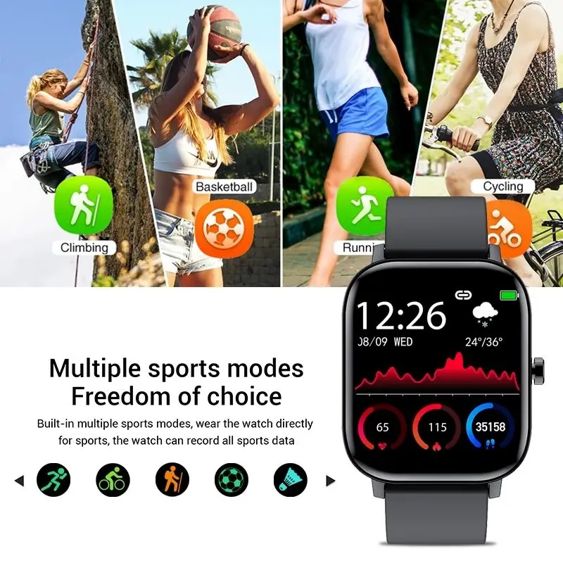smartwatch smart watch men full touch screen sport fitness digital wristwatches ip67 waterproof bluetooth for android ios phone free global shipping