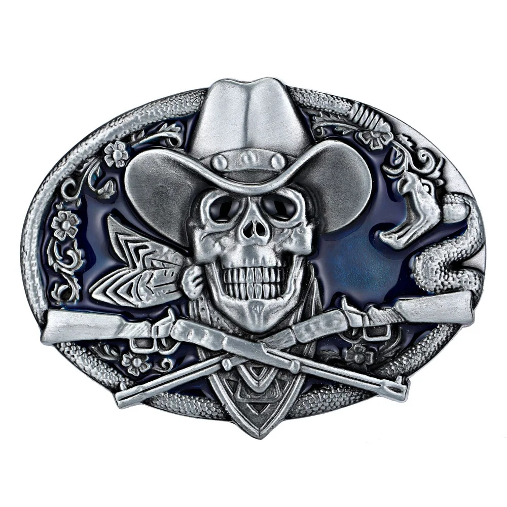 

T-Disom Fashion Oval West Cowboys Zinc Alloy Metal Skull Pirates Buckles For Belt Man Dropshipping