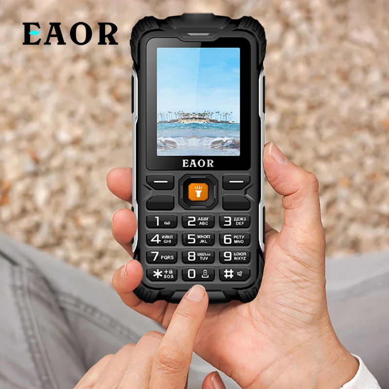 

EAOR Outdoor Cellphone 3000mAh Power Bank Shockproof Rugged Phones IP68 Waterproof Dual SIM Big Speaker Keypad Phone with Torch