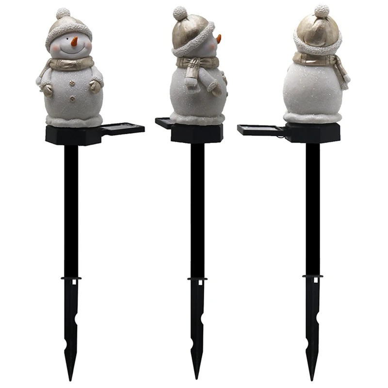 

Promotion! 3 Pcs Snowman Solar LED Lawn Light Outdoor Solar Christmas Light Ground Plug Landscape Light For Garden Decoration