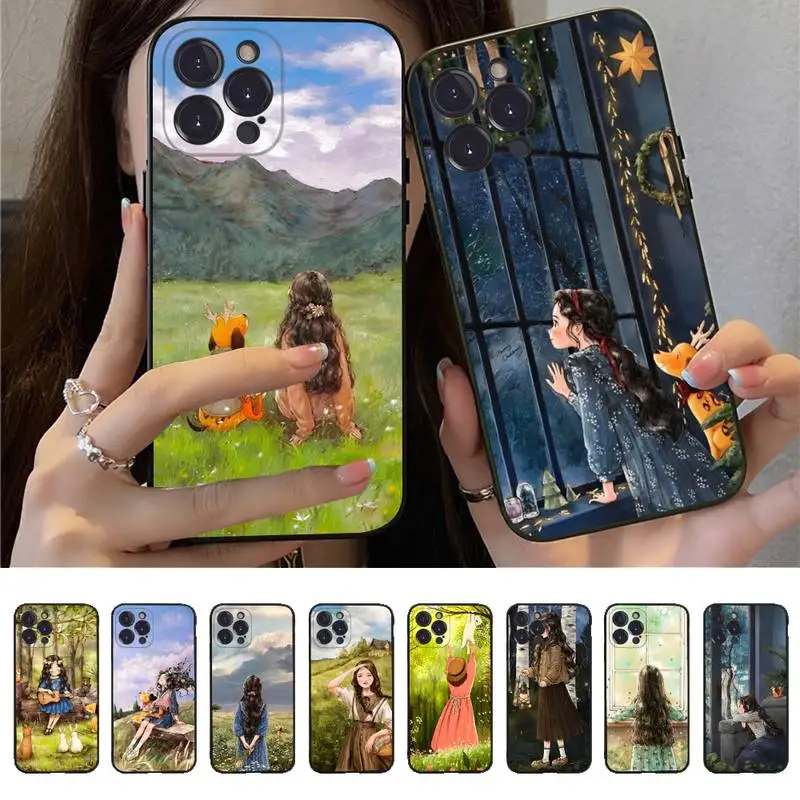

Scenery Girl Phone Case For iPhone 14 11 12 13 Mini Pro XS Max Cover 6 7 8 Plus X XR SE 2020 Funda Shell