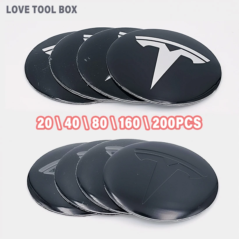 

20/40/80/160/200PCS 56MM Wheel Hub Caps Center Cover Emblems Sticker for Tesla Model 3 Y S X Multiple Colour