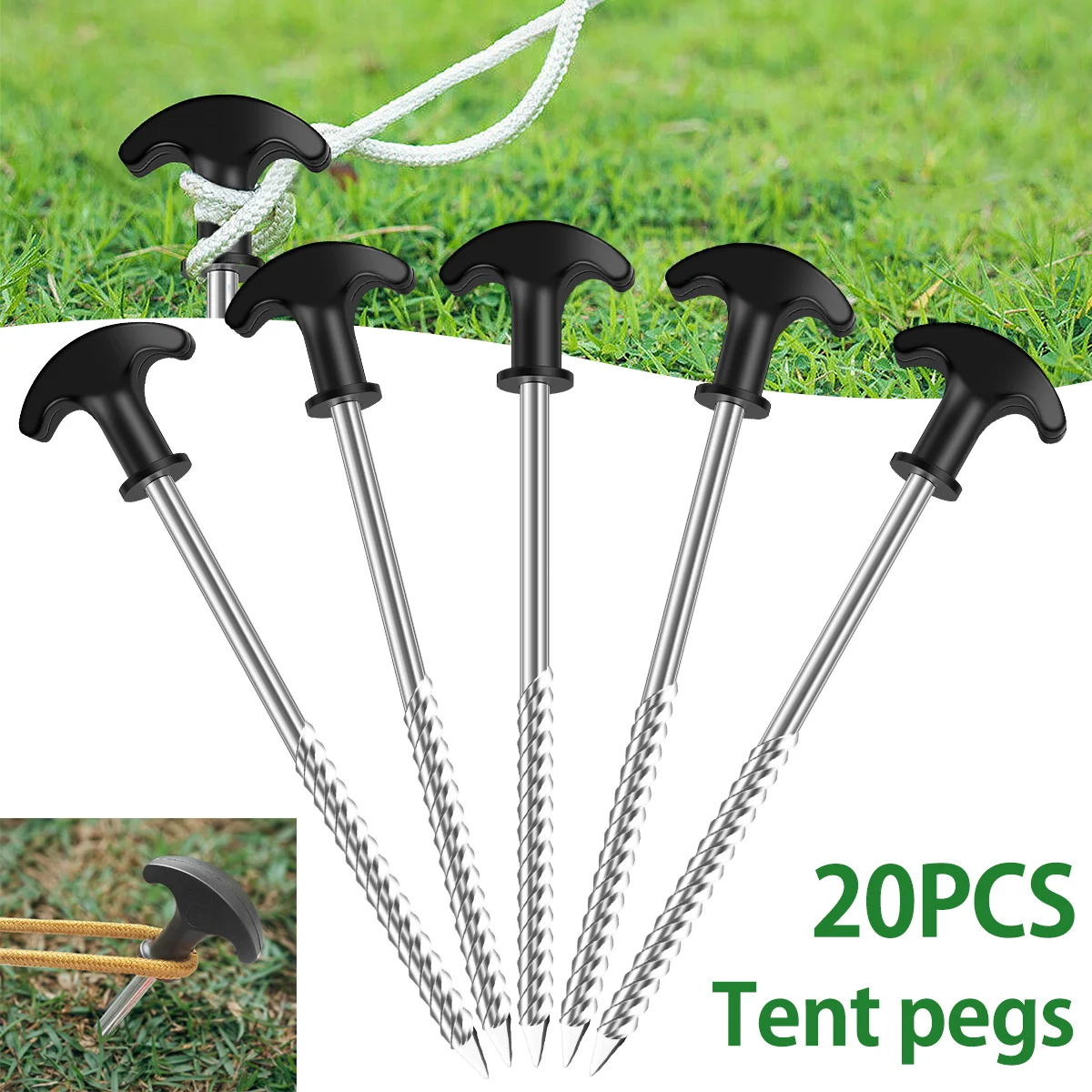 

20Pcs Camping Tent Pegs Tent Stakes Metal Camping Tent Stakes Rust-Proof Outdoor Beach Tent Pegs Canopy Stakes Durable Sturdy
