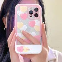 cute love heart holder stand transparent phone case for iphone 13 12 pro max 11 7 8plus x xs max xr invisible bracket soft cover