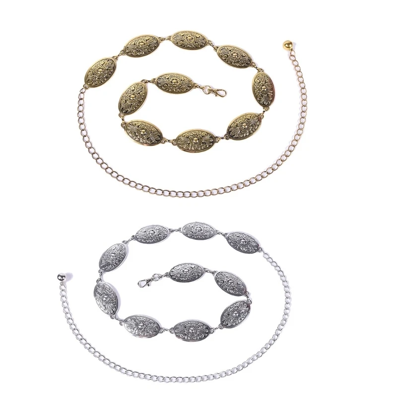 

Ladies Alloy Carved Flower Buckle Waist Chain for Banquet Women Dress Belt Dropship