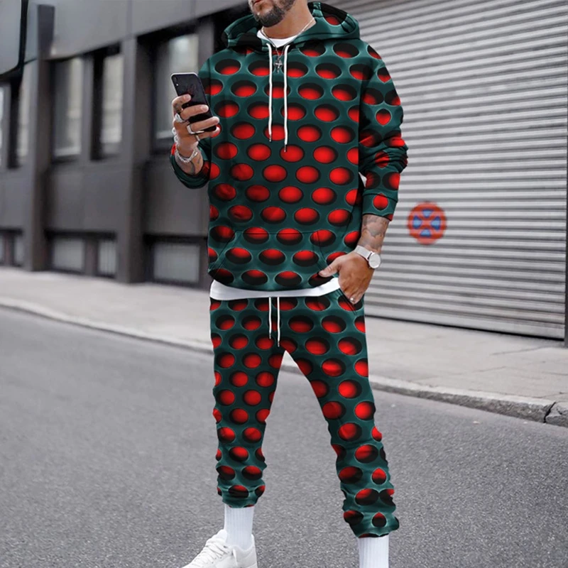 

2021 3D Printing Mens Suit Tracksuit Set Men Casual Zipper Outfit Hoodie Sets Sweatpants Multi-pocket New Fashion Male Clothing