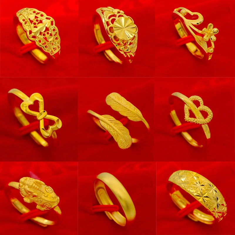 

Vietnam Shajin Gufa Ring Women's Imitation Gold Wedding Opening Bow Personalized Gold-plated Ring Jewelry