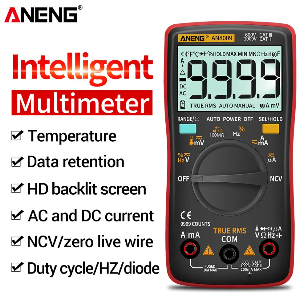 ANENG AN8009 Digital Multimeter Transistor Testers Capacitor True-RMS Automotive Electrical Capacitance Meter Temp Diode Tester images - 6