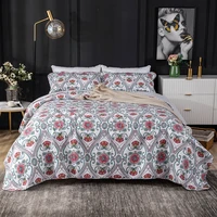 dayday100 cotton double bed floral red flower 3pcs printed quilted quilt pillowcase free shipping len%c3%a7ol de cama casal %d8%a3%d8%b3%d8%b1%d9%91%d8%a9