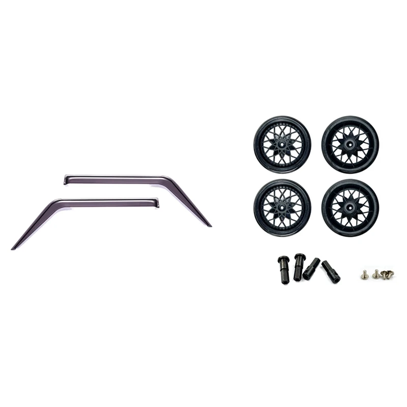 

1 Set Car Upgrade Parts Window Sun Visor & 1 Set Wheel Rim Wheel Hubs Rubber Tires