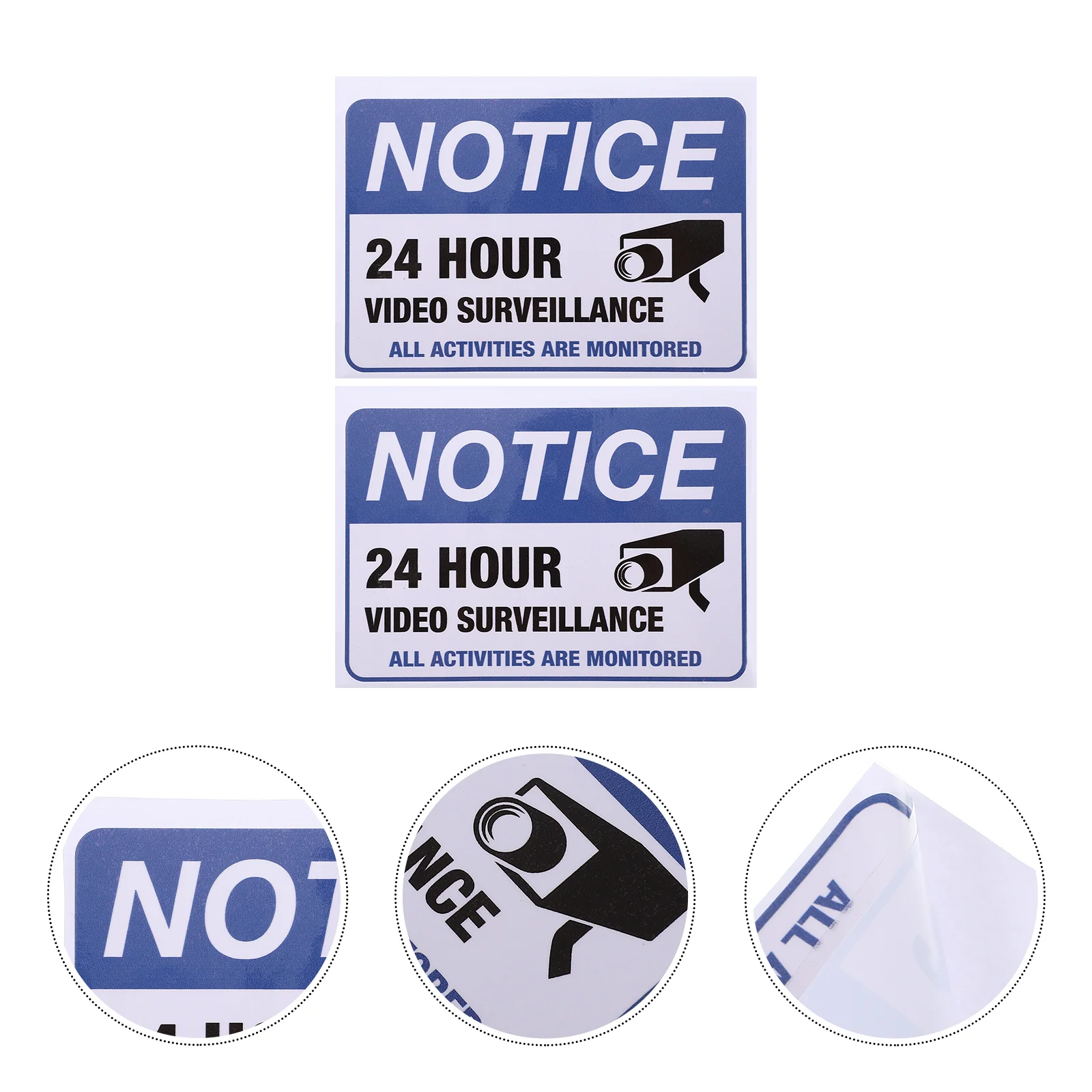 

2pcs Monitored Warning Sign, 24 Hour Video Surveillance Stickers All Activities Are Monitored Signs Label for Home Indoor