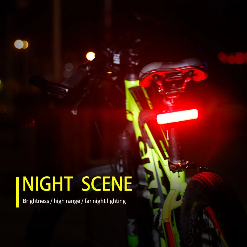 

Outdoor Cycling Color LED Taillight USB Charging Mountain Bike14 Modes Lighting Lamp COB Lamp Bead Bicycle Safety Warning Light