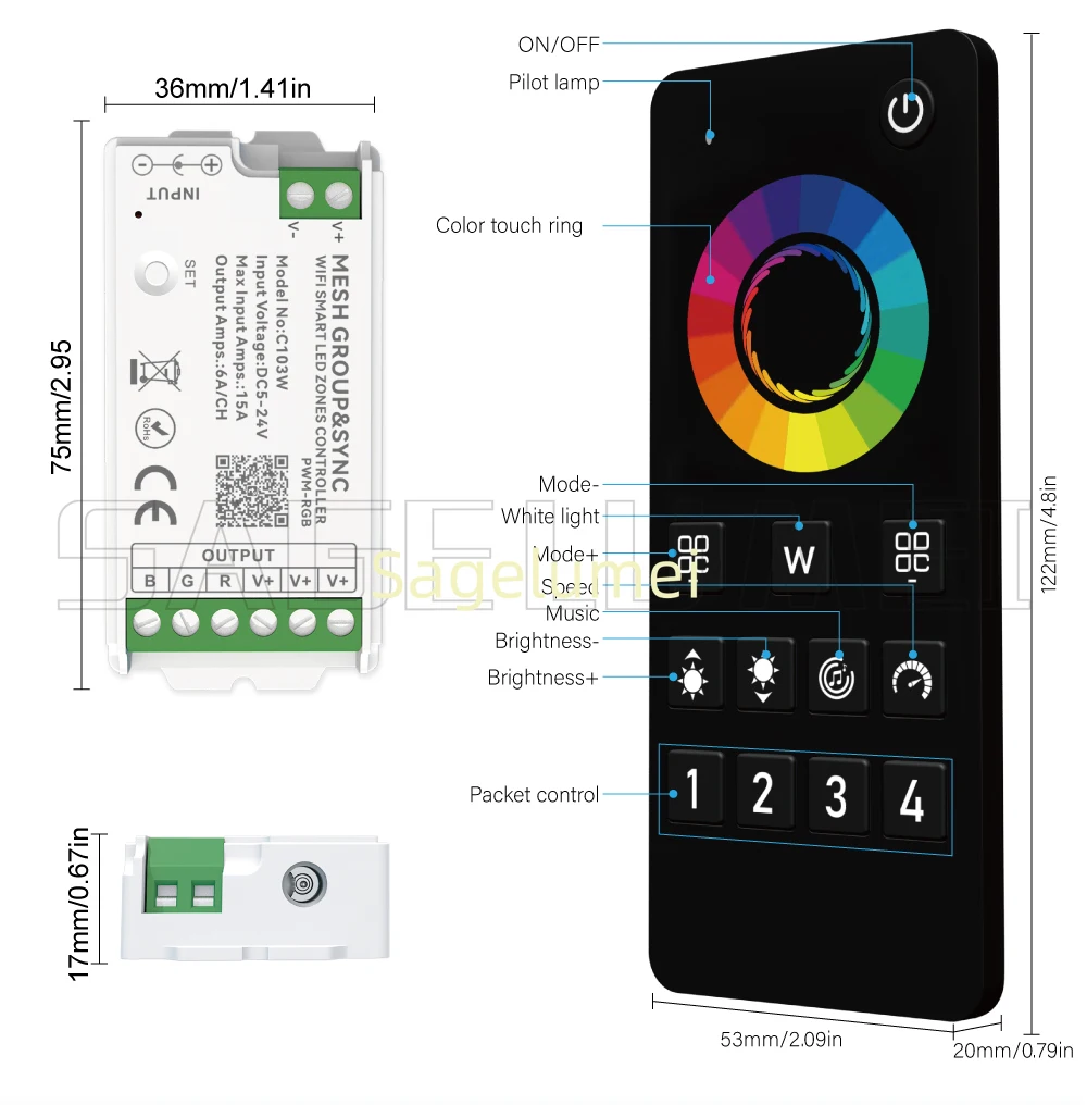 Фото Новый контроллер светодиодных лент 2026 DIM CCT RGB RGBW DC5V/12V/24V Zigbee с управлением через приложение, голосовое управление, синхронизация зон, музыкальный режим Tuya №3