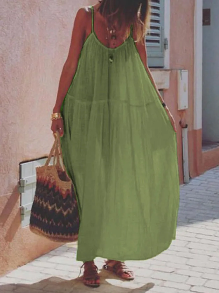 

Женское однотонное пляжное платье в стиле бохо, весеннее свободное плиссированвечерние праздничное платье с открытыми плечами, пикантное ...