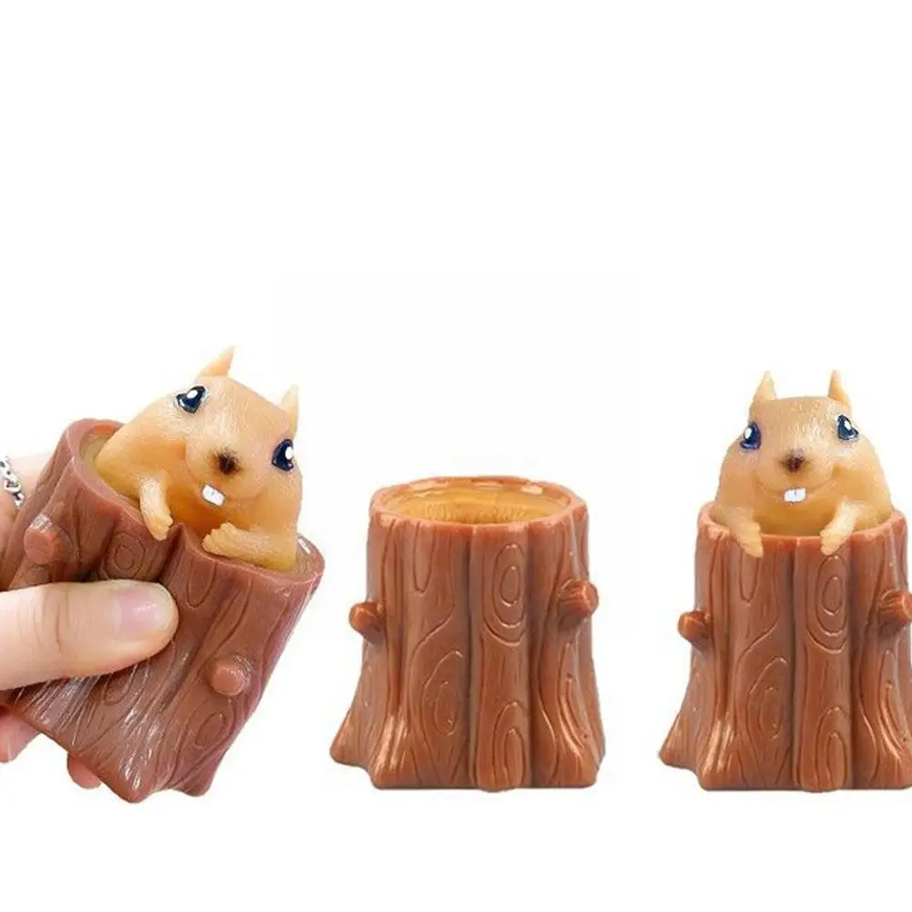 

Cute Animal Squirrel Squeeze Squirrel Vent Squirrel Stump Decompression Rubber Stake Gift Toy Toys Cup Fidget W7w5