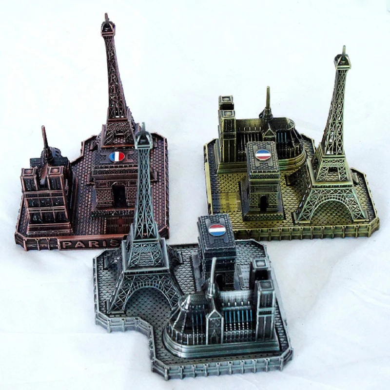 

Simulated Metal Notre Dame Cathedral in Paris Eiffel Tower Arc De Triomphe France Tourist Souvenir Home Decor Furnishing Article