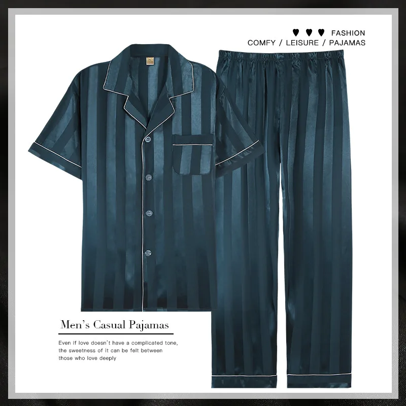 New Pajamas for Men Pijama Set Comfortable Long Sleeve Silk Pajamas Sleep Wear Men Sleepwear Set Sleep Tops Mens Lounge Wear