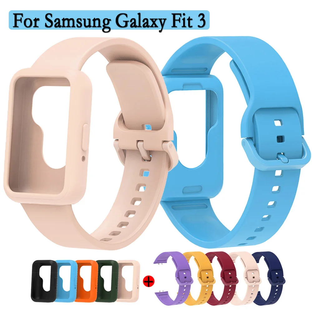 Фото Ремешок силиконовый для Samsung Galaxy Fit 3, сменный Браслет 2 в 1 с цветной пряжкой №1