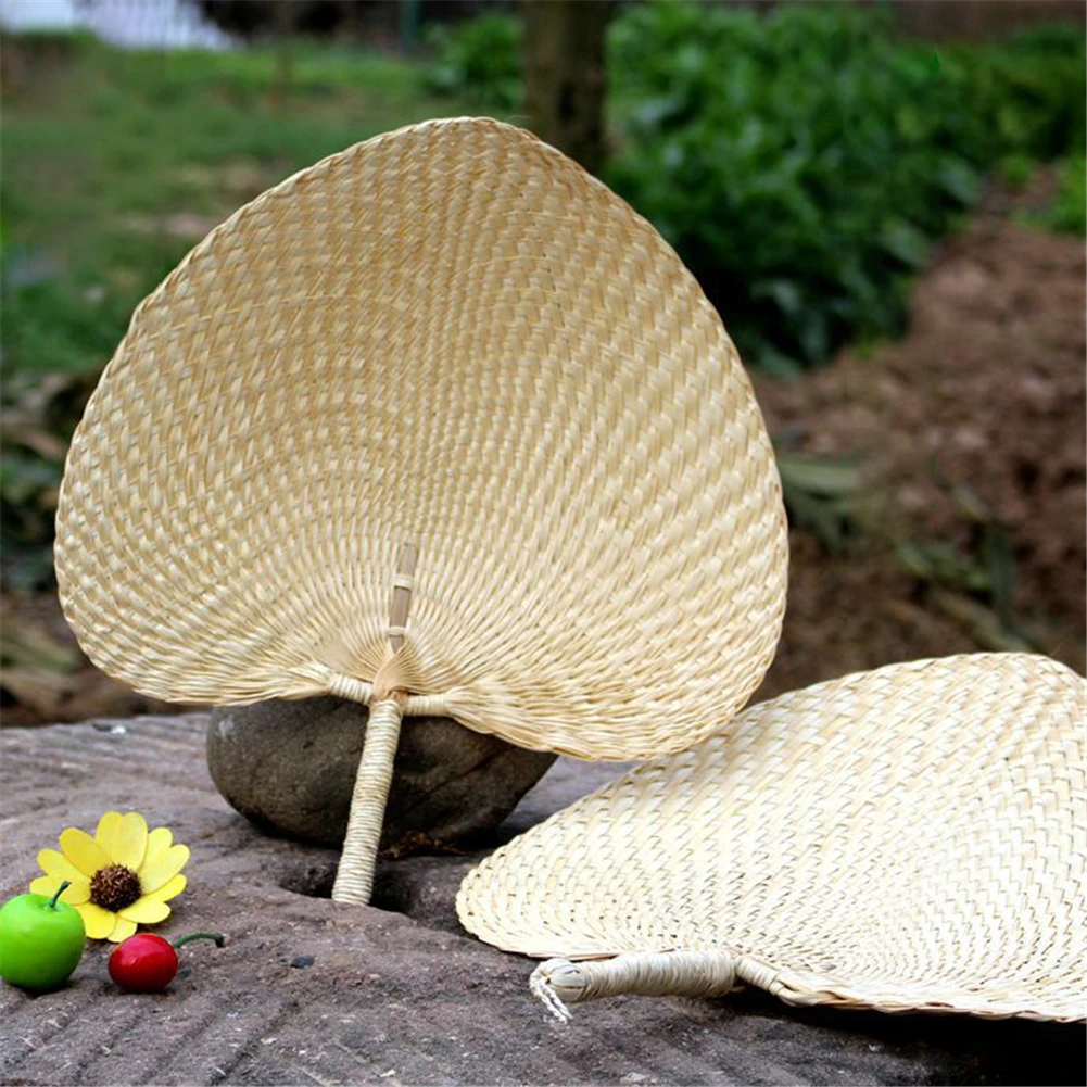 

1pc Summer Cooling Fan Pure Natural Handmade DIY Heart Shaped Bamboo Woven Fan Artificial DIY Woven Cooling Fan Home Decoration