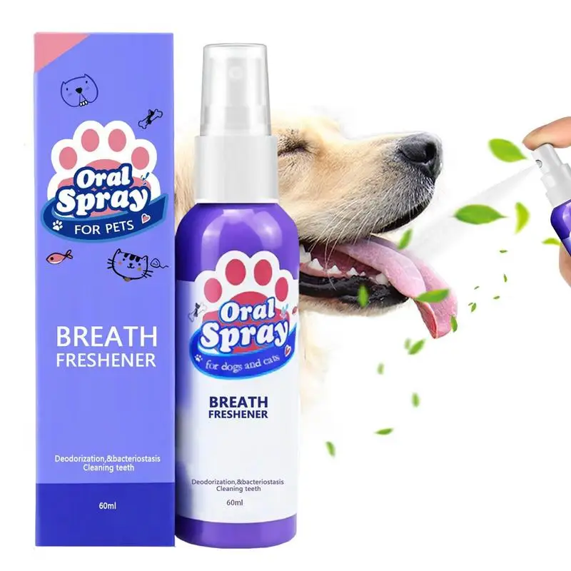 

Dogs Oral Spray 60ml Remove Bad Breath Teeth Cleaning Deodorant Prevent Calculus Remove Kitten Breath Freshener Pet Supplies