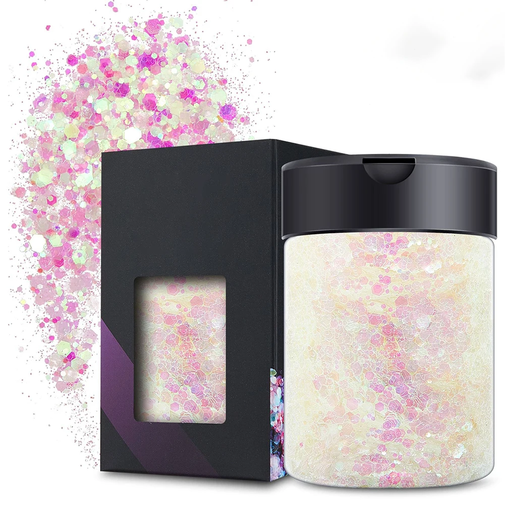 

New Nail Art Glitter Powder Sequins Bright & Beautiful Colorsstage Makeup For Nail Hair Mixed Holographic Makeup Chunky Glitter