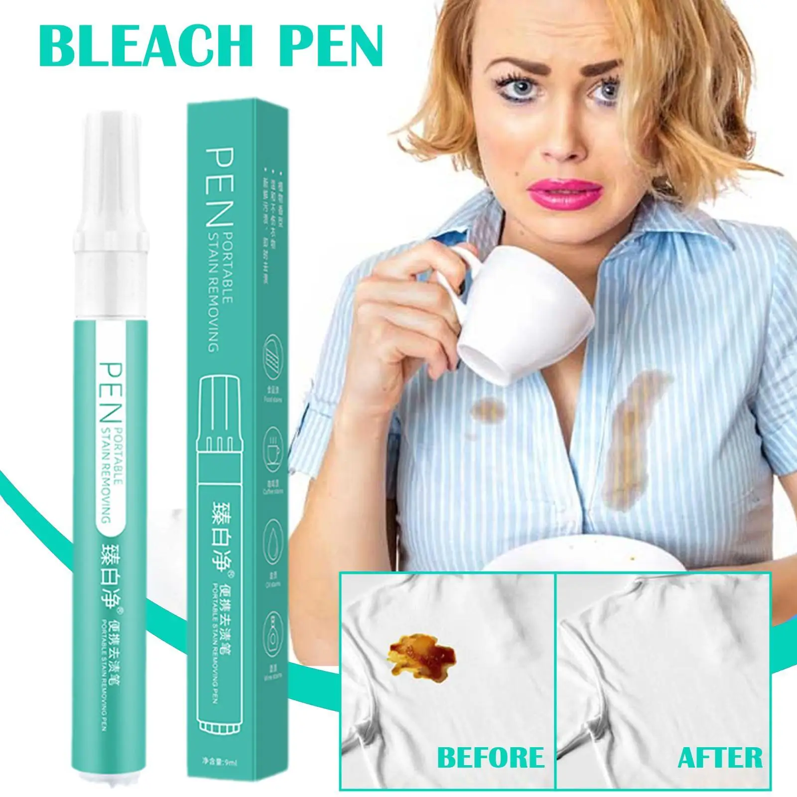 

Bleach Pen For Clothing Clean Stain Removal Brush Pen For Polyester Jeans Down Jackets Removing Pen Bleach Remover For Clothes